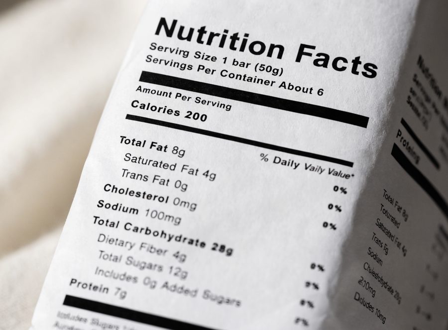 A nutrition facts label